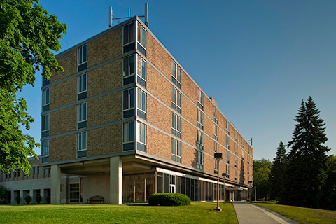 Haffey Hall on the campus of St. John Fisher University.