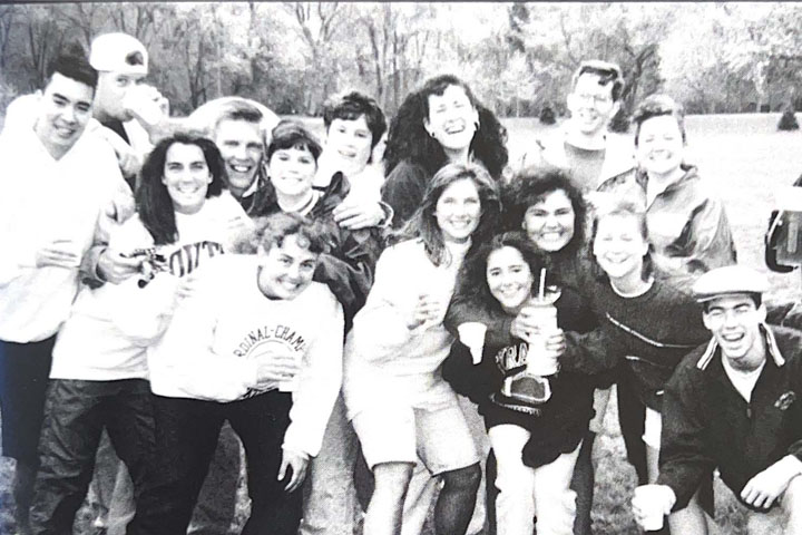 A large group of students having fun together in 1994
