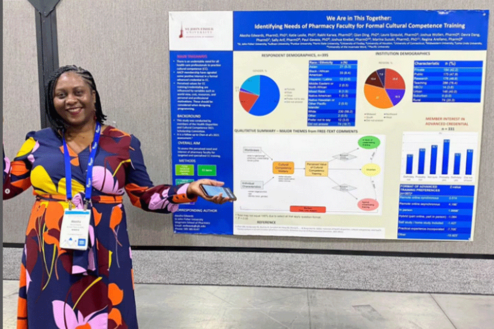 Dr. Akesha Edwards presented the poster, “We are in This Together: Identifying Needs of Pharmacy Faculty for Formal Cultural Competency Training,” at the AACP Meeting in Denver.