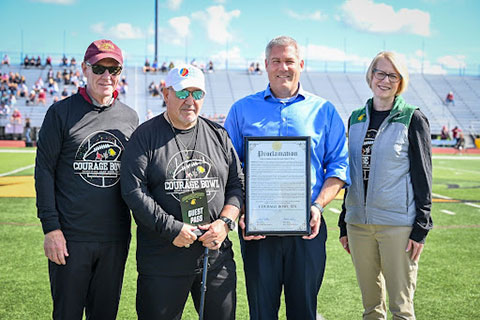 Fisher President Gerry Rooney, Gary Mervis, County Executive Adam Bello, and SUNY Brockport President Heidi McPherson.