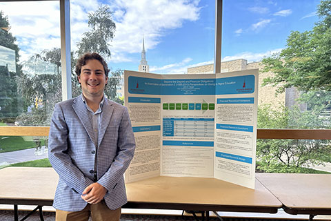 Ed.D. student John Steger presents his research on Gen Z giving to higher education institutions.