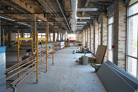 Construction continues on the interior of Lavery Library.