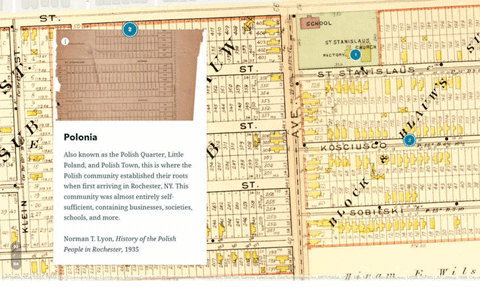 Map of Polish immigrant settlement in Rochester