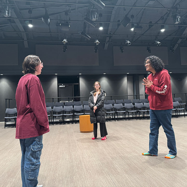 Students rehearse for the One-Act Play Festival.