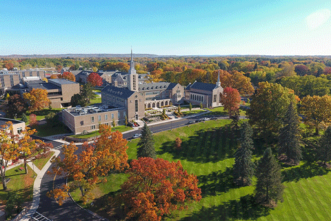 A aerial view of campus.