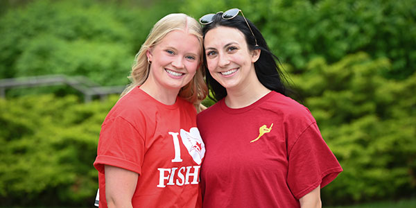 Two students show their Fisher pride.