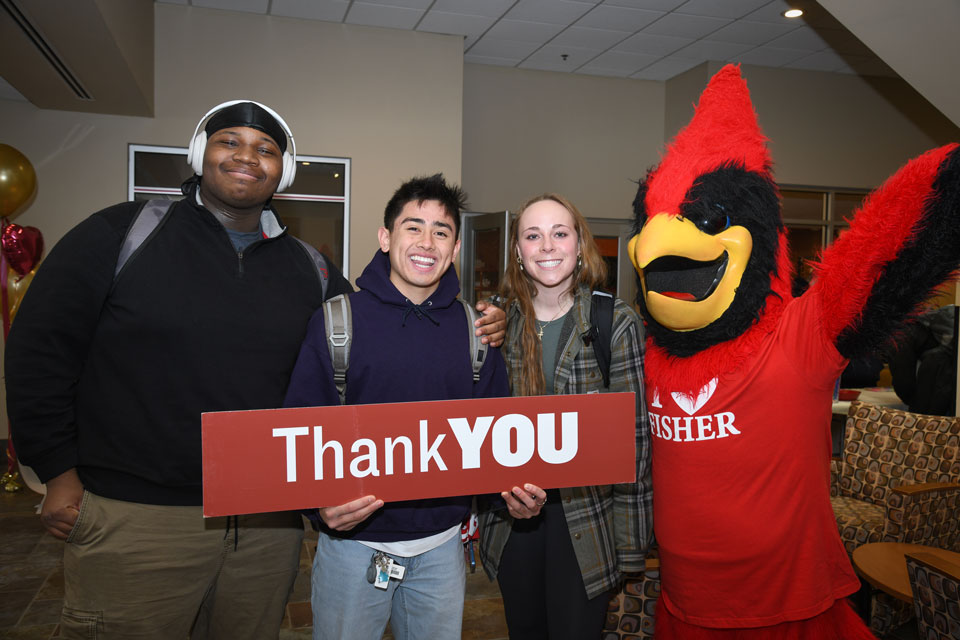 Students and Beaks at I Heart Fisher Day of Giving 2024.