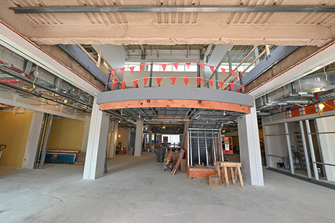 Interior spaces begin to take shape at Lavery Library.