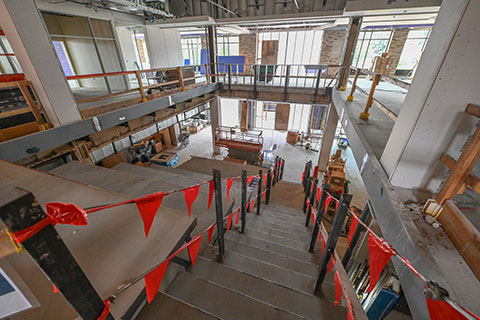 Interior spaces begin to take shape at Lavery Library.