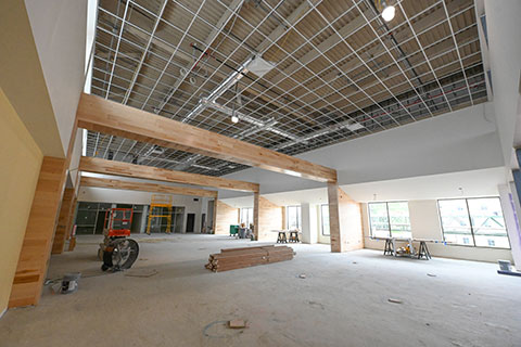 Interior spaces begin to take shape at Lavery Library.