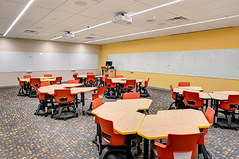 Tech-equipped classroom in Lavery Library.