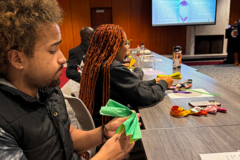 Students make a craft as part of Spirit of Identity Week.