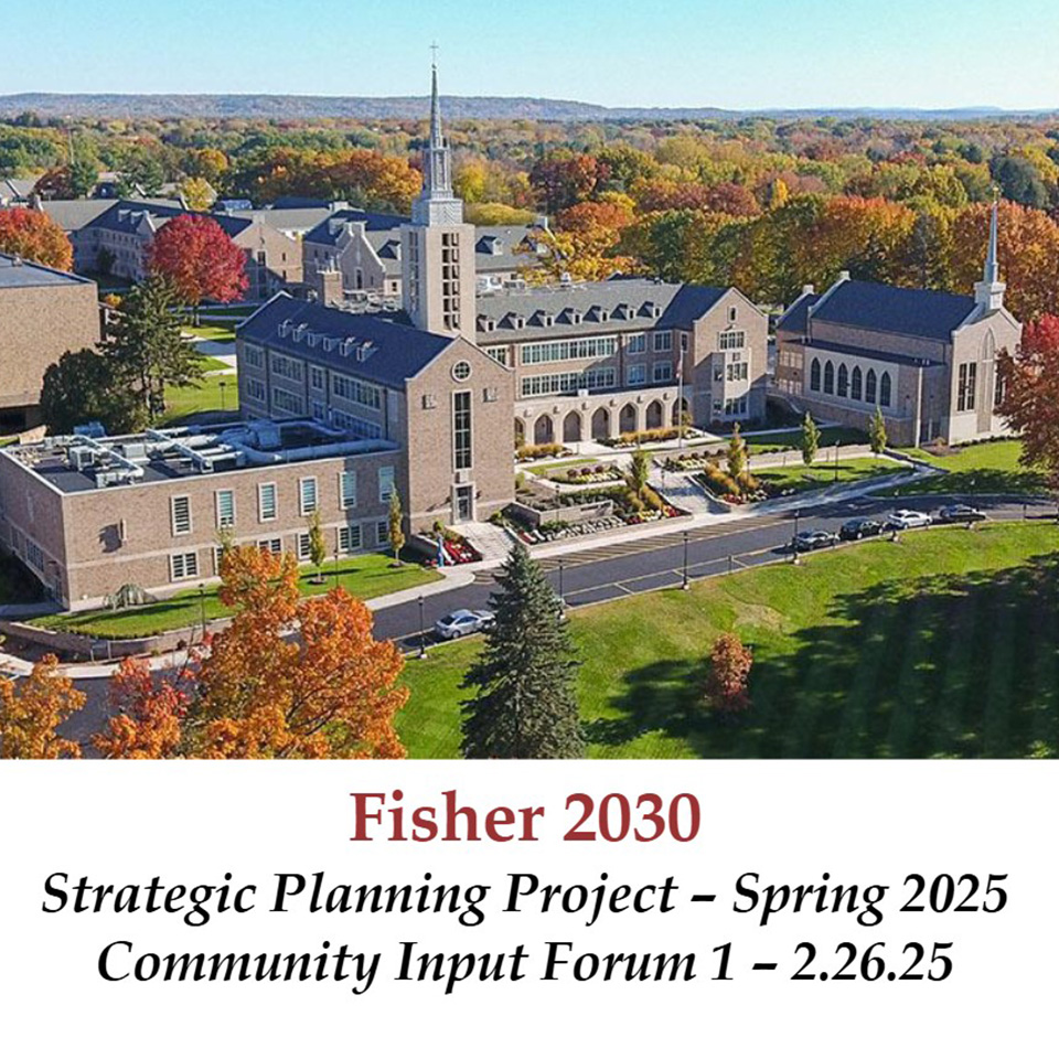 Cover of Strategic Plan documents featuring Fisher campus in Fall and Fisher 2030 title.